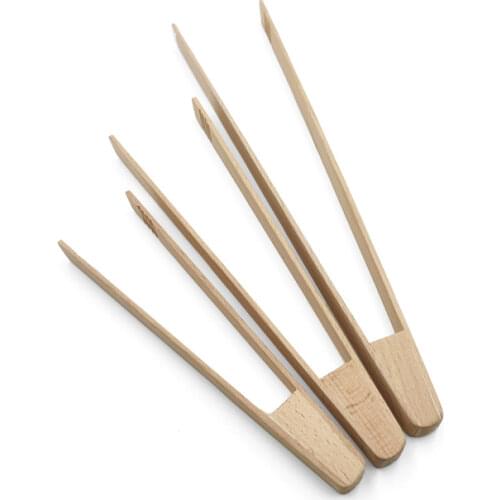 Wooden Food Toast Tongs Kitchen Gadgets BBQ Grilling Tong Salad Bread Serving Tong Dessert Sugar Ice Clip Cooking Baking Tools