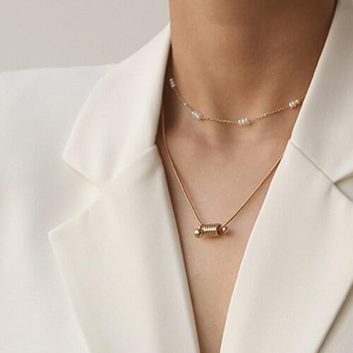 European and American Spiral Pendant Geometric Design Simple Fashion Cool Style Brass Plating Unusual Necklace