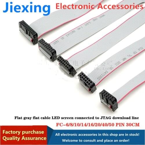 2PCS 2.54MM pitch FC-6/8/10/14/16/20/40/50 PIN 30CM JTAG ISP DOWNLOAD CABLE Gray Flat Ribbon Data Cable FOR DC3 IDC BOX HEADER