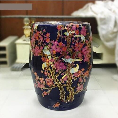 Ceramic Flower And Bird Drum Stool Plum Flower Dressing Stool Shoe Sofa Living Room Model Furnishing home bathroom stool