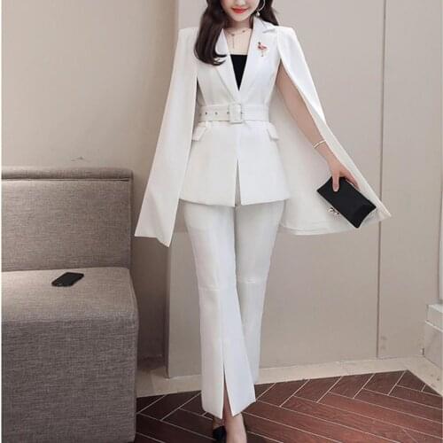 2020 spring autumn women Two Piece Set Top And Pants Cloak Flare Pants Long Sleeve 2 Piece sets