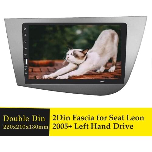 Left Hand Driving 2 Din Radio Fascia Panel for Seat Leon 2005+ Double Din CD Frame Stereo Dash Installation Trim Kit Audio Bezel
