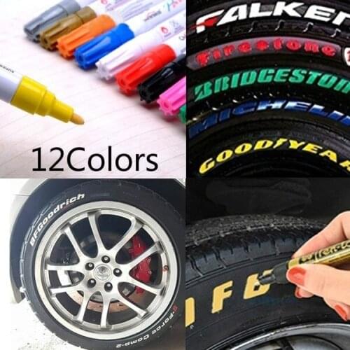 Color Waterproof Paint Pen Car Bicycle Tire Tread Metal Permanent Paint Mark Graffiti Oily Marker DIY Tire Shape