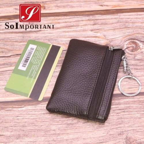 High Quality Mini Wallets For Women And Men Coin Purses Genuine Leather Zipper Cards Pouch Small Key Money Bags Female Pocket