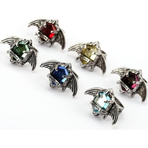Wholesale 5 Pcs Japanese Anime HITMAN REBORN! Rings Six Colours Diamonds Retro Wing Finger Accessory for Women Men Jewelry Gifts