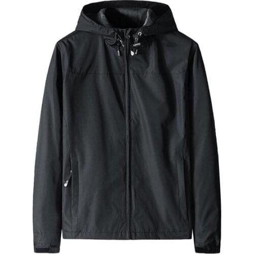 2021 Spring Jacket Men Hooded Zipper Waterproof Coat Windproof Warm Solid Color Fashion Male Coat