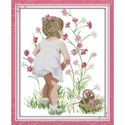 The fragrance of flowers cross stitch kit people 18ct 14ct 11ct count print canvas stitches embroidery DIY handmade needlework