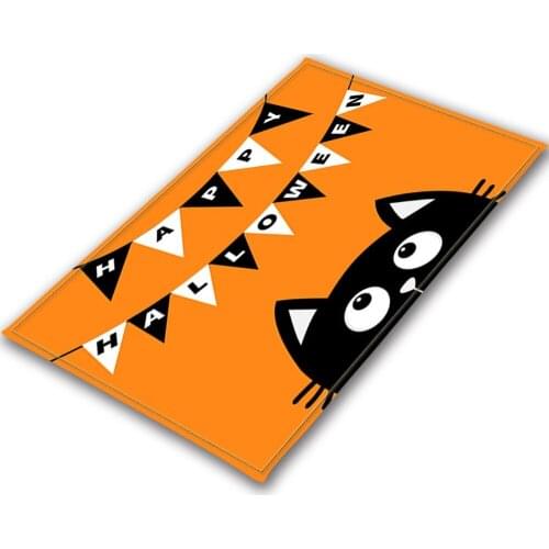 Happy Halloween In Flag Cute Black Cat Living Room Cushion Childrens Room Floor Carpets Bedroom Area Rugs Bathroom Non-Slip Mat