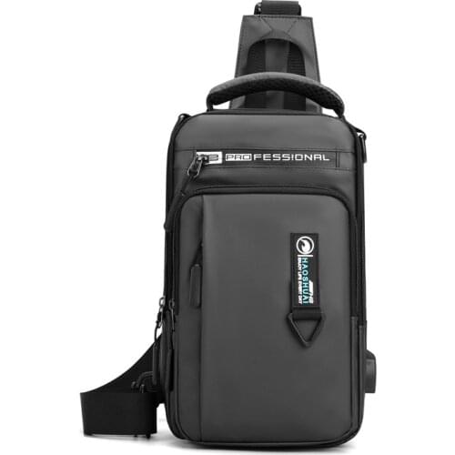 2021 New Mens Bag Waterproof Nylon One Shoulder Crossbody Bags USB Chargeable Small Backpack Chest Messenger Bag