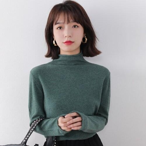 New woolen sweater womens high neck 100% wool knit top long-sleeved warm ladies sweater autumn winter autumn sweater