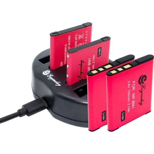 NP-BN1 NP BN1 Rechargeable Battery (4-Pack) & USB Charger for Sony camera DSC-W350 W510 TX5 J0170