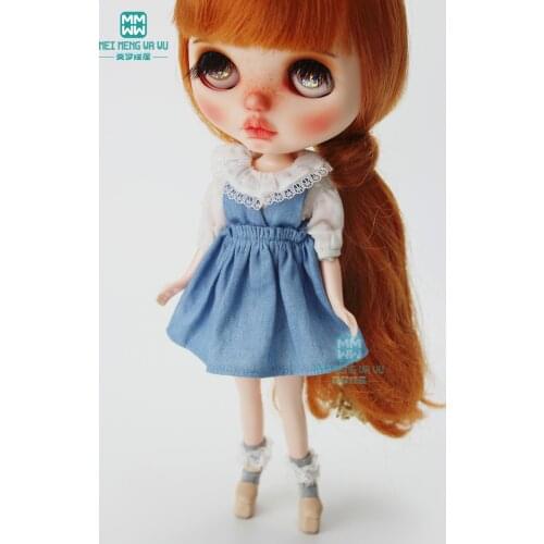 1PCS Blyth Doll Clothes fashion denim casual dress, white shirt for Blyth , Azone, 1/6 doll accessories