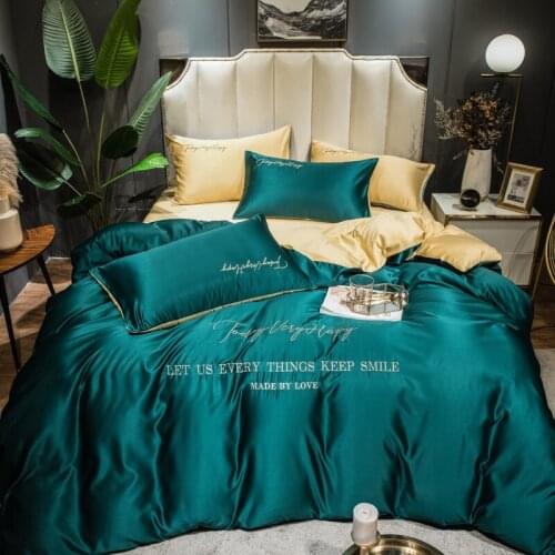 Pure Color Washed Silk Duvet Cover, Soft and Delicate Touch, Moisture-absorbing, Breathable, Skin-friendly Four-piece Bedding