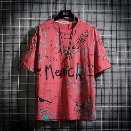 Casual Red Oversized T Shirt Men Japanese Harajuku Tops Streetwear Casual Half Sleeve Funny Summer Cool Japan Tshirts Males