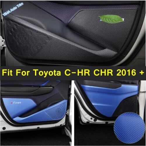 Car Door Anti Kick Pad Black Carbon Fiber Protective Cover Anti-Dirty Film Strip Sticker Blue For Toyota C-HR CHR 2016 - 2021