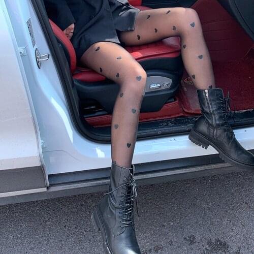 Sexy Pineapple Socks Love Print Seamless Sheer Pantyhose Women Summer Black Lingerie Nylon Fishnet Stockings Goth Designer Tight