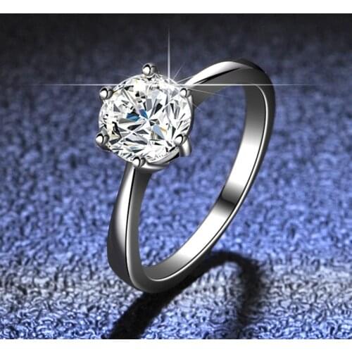 Silver Platinum Diamond Test Passed Excellent Cut 1 Carat D Color High Quality Moissanite Ring Silver 925 Wedding Jewelry PT950