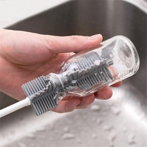 Baby Silicone Glass Cleaning Brush Long Handle Cups Brush Household Tea Kitchen Wash Cup Sponge Children Brush Milk Bottle Brush