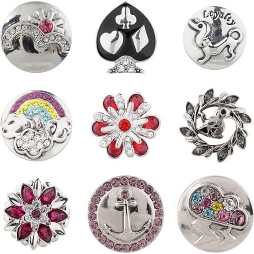 Rhinestone Flower 20mm Metal snap button jewelry DIY bracelet KD1025