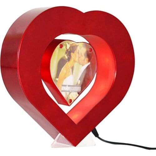 Magic Magnetic Levitation Anti Gravity Floating Plants Love Heart Photo Frame with LED Lights Girlfriend, Valentines Day