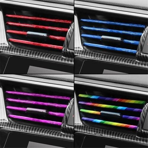 10Pcs/Set 20cm Car Styling Mouldings Air Outlet Trim Strip Auto Air Vent Grilles Rim Trim Cars Decoration Strips Accessories