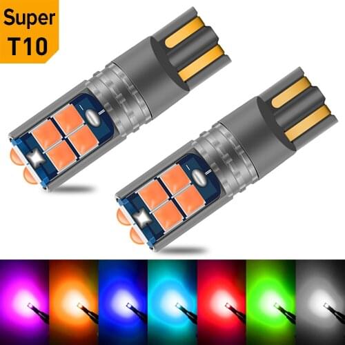 2pcs 10SMD T10 W5W LED Car Clearance Lights Reading Lamp Auto Vehicle Dome Door Bulb Accessories CANBUS Orange Pure White 6000K