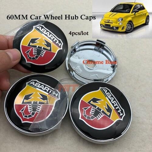 4pcs/set Chrome Base Car Styling 60mm 6cm Auto Car Wheel Hub Caps for Abarth Auto Logo Badge Emblem Car Wheel Center Caps