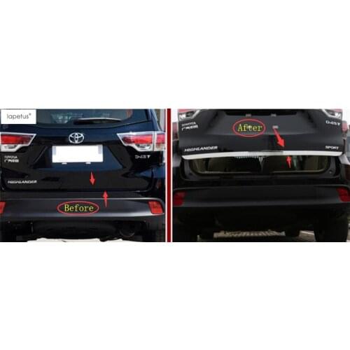 Lapetus Accessories For Toyota Highlander Kluger 2014 - 2019 Rear Trunk Tailgate Bottom Lid Strip Cover Trim Exterior Refit Kit