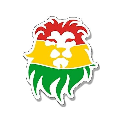 American Vinyl Rasta Lion Head Shaped Sticker (Rastafari Afro Weed Pot Reggae)
