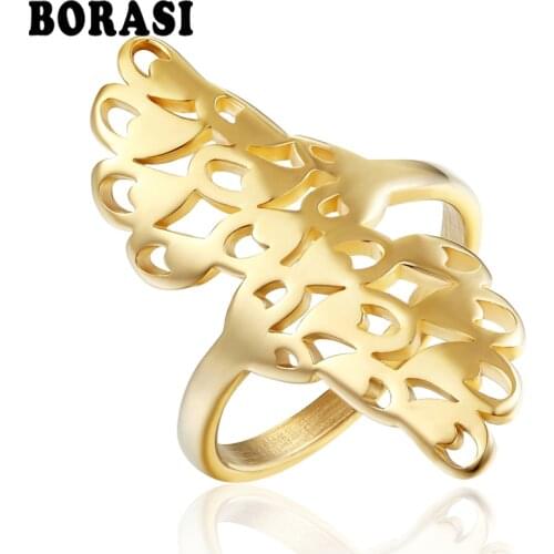 BORASI Brand New Rings Eagle Shaped Trendy Hyperbole Ring Gold-Color Stainless Steel Rings For Women Party Populor Jewelry