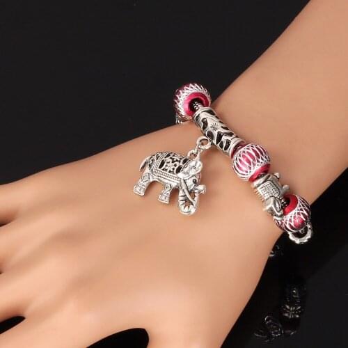 Charm Elephant Bracelet For Women fashion Jewelry Vintage DIY Beads Jewelry Wholesale Lovely Gift Girl H256