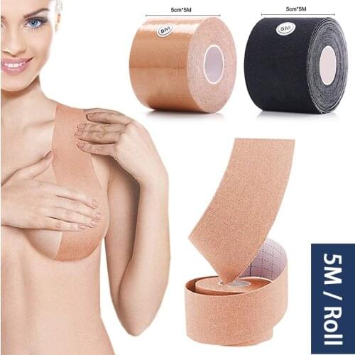 5M Length 1 Roll Body Invisible Bra Women Boob Tape DIY Nipple Cover Silicone Breast Lift Tape Sexy Strapless Push Up Sticky Bra