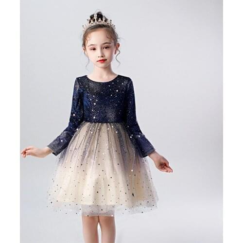 Girls Princess Kids Dresses for Girls Tutu Sequin Flower Embroidered Ball Gown Baby Girls Clothes Children Wedding Party Dress