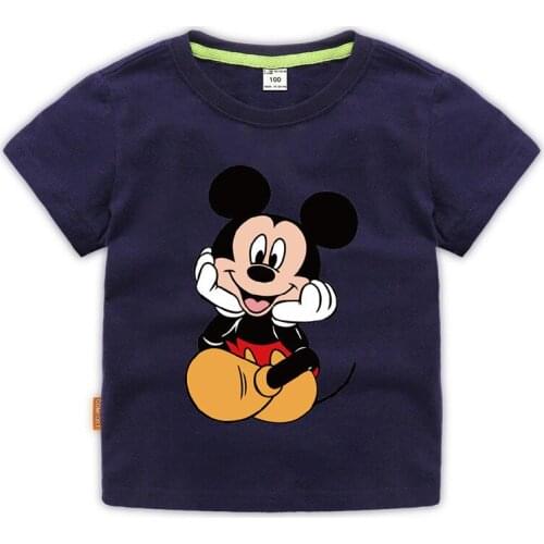 Disney girl T-shirt round neck regular Mickey Mouse pattern cotton comfortable home school undershirt children universal T-shirt