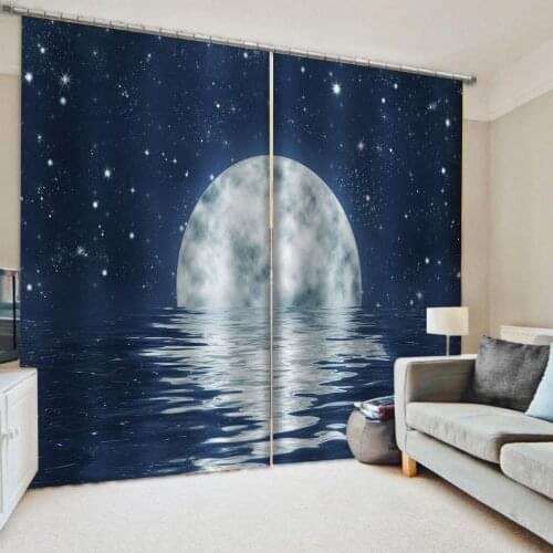 Photo blue sky stars moon curtains 3D Window Curtains For Living Room Bedroom Customized size Blackout curtain