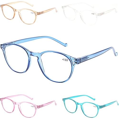 Henotin fashion colorful reading glasses 5 pack spring hinge transparent frame men and women eyeglasses 0.5 1.5 2.0 2.5