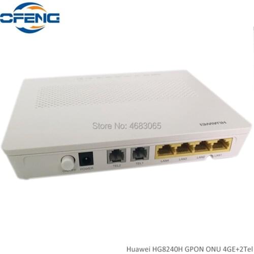 Huawei new HG8240H GPON ONU/ONT with 4GE+2TEL English Setup Firmware SIP FTTH Fiber Optical Terminal, Class C