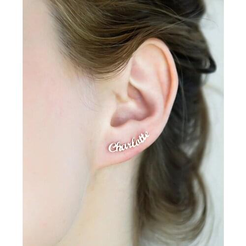 JUJIE Custom Earrings Exclusive Name Stainless Steel Earrings For Women Man 2021 Stud Earring Jewelry Dropshipping