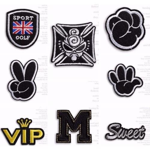 Fine Black Letter Yeah Gesture Patches Embroidery Patches Keep Cool Letter Footprint DIY Decoration Clothes Stickers