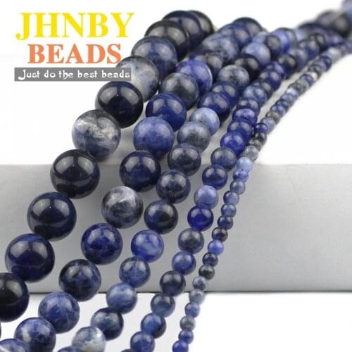 JHNBY AAA Natural Stone blue-veins sodalite Stone Beads 4/6/8/10/12MM Handmade Round Loose Beads for Jewelry Bracelet Making DIY
