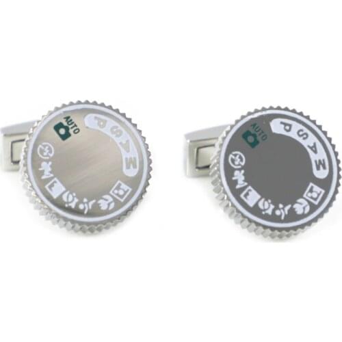 Round Silver Tone Camera Dial Cuff Links Fathers Day Birthday Gift Cuff Links Wedding Cuff Links