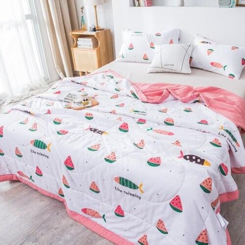 Summer Pink Cool Quilt Air-conditioning Machine Washable Thin Watermelon Blanket Washed Cotton Throw Blanket For Girls
