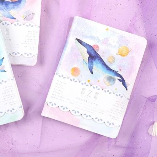 "Universe Whale" Cute Hard Cover Any Date Monthly Daily Planner Agenda Journal Diary Free Note