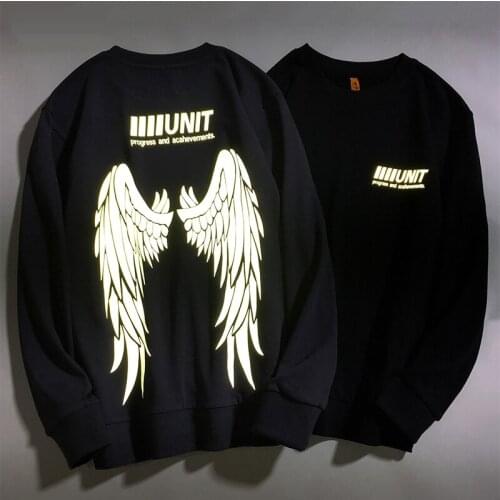 Men Sweatshirts 2021 New Arrival Spring And Autumn Street Male Pullover Reflective Wings Loose Korean Style Teenager Boys H92