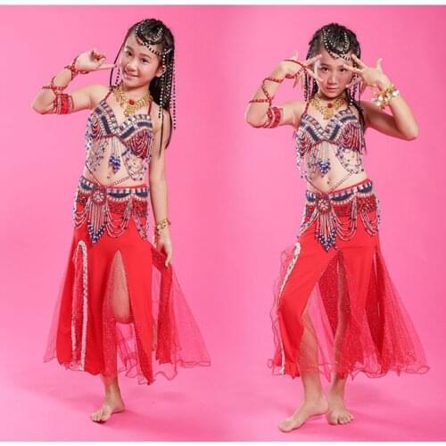 Handmade S/M/L Cheap Children Belly Dance Costume Set for Kids on Sale NMMG18