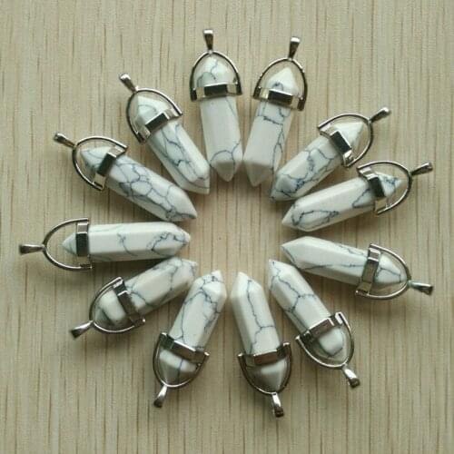 Wholesale 24pcs/lot 2016 high quality natural stone bullet shape charms chakra pendants fit necklace making free