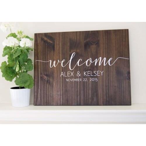 Personalized Wood Wedding Welcome Sign,Custom Name Date Entrance Welcome Wedding Sign,Rustic Party Welcome Sign,Wedding Gift