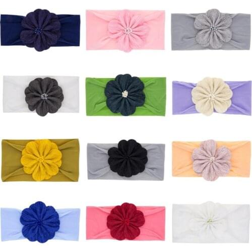 Baby Girls Headband Cotton Elastic For Newborn Baby Solid Color Headband Flowers Hair Band Children Infant Baby Accessories