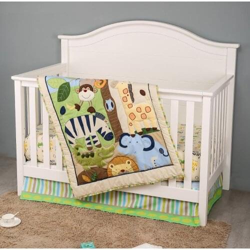 Safari Baby Nursery Crib Bedding Sets – Giraffes, Zebra, Elephants, Lions 3 Piece Standard Size Crib Set