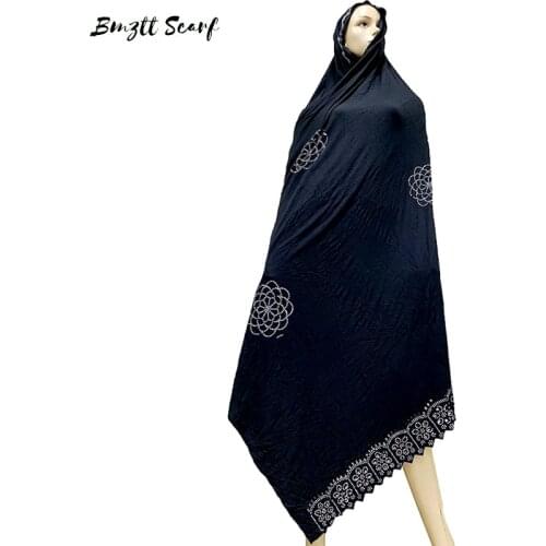 100% Soft Cotton Scarf KASHKHA Scarf for African Muslim Women Dubai Pray Big Shawls with rhinestones BF-104